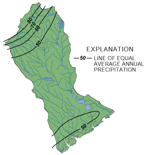 Figure 2. Precipitation affects water quality by producing runoff to streams and infiltration to aquifers.