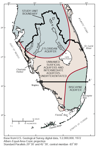 Figure 2a. The three main aquifer systems of southern Florida.