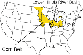 The lower Illinois River Basin lies within the eastern one-half of the Corn Belt.