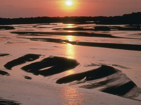 Photo of shallow ground water in the Central Nebraska Basin as the sun sets.