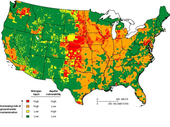 Areas with the highest risk for contamination.