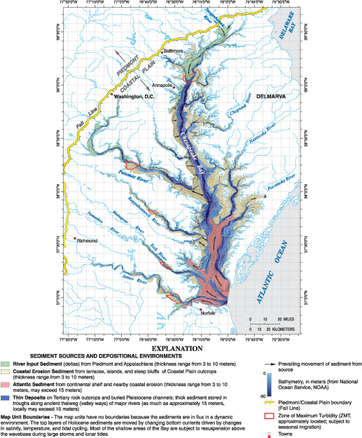Figure 7.1 shows sediment sources to the Chesapeake Bay estuary