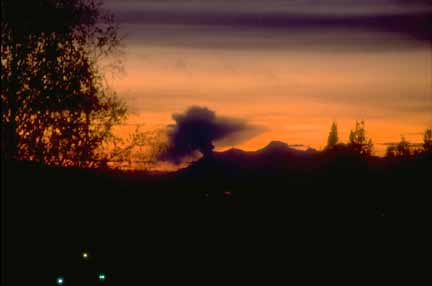 Photograph of plume at sunset