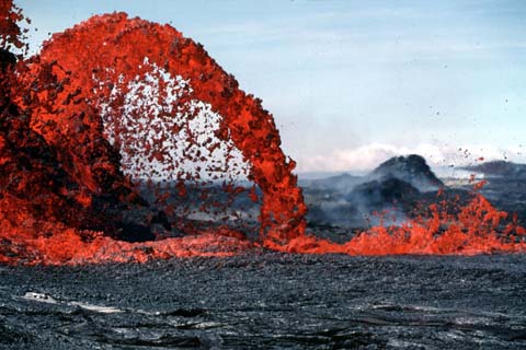 photo of lava fountain
