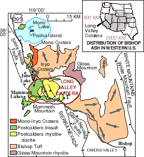 Simplified geologic map of Long Valley area