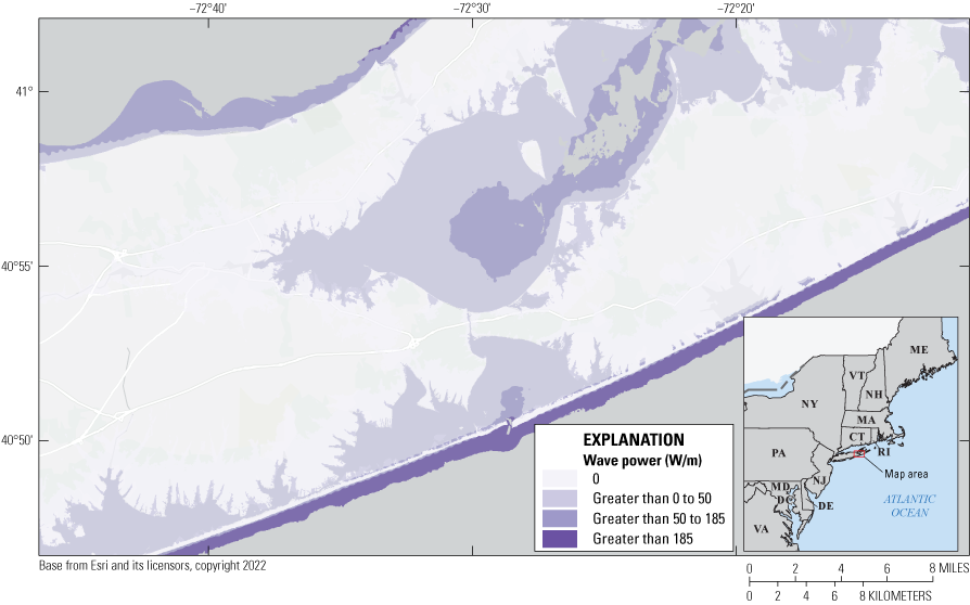 Detailed view showing that the greatest area of concern is the coastal edge.