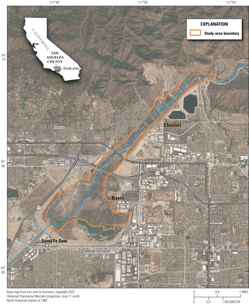 2. Aerial map showing study area outlined in orange.
