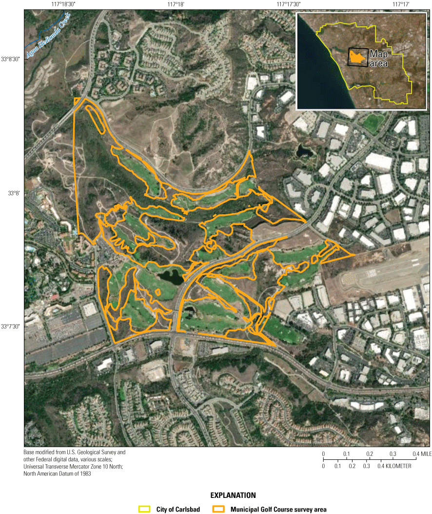 3. A map shows the location of the Southwestern Willow flycatcher survey area at Municipal
                                    Golf Course within the City of Carlsbad Preserve.