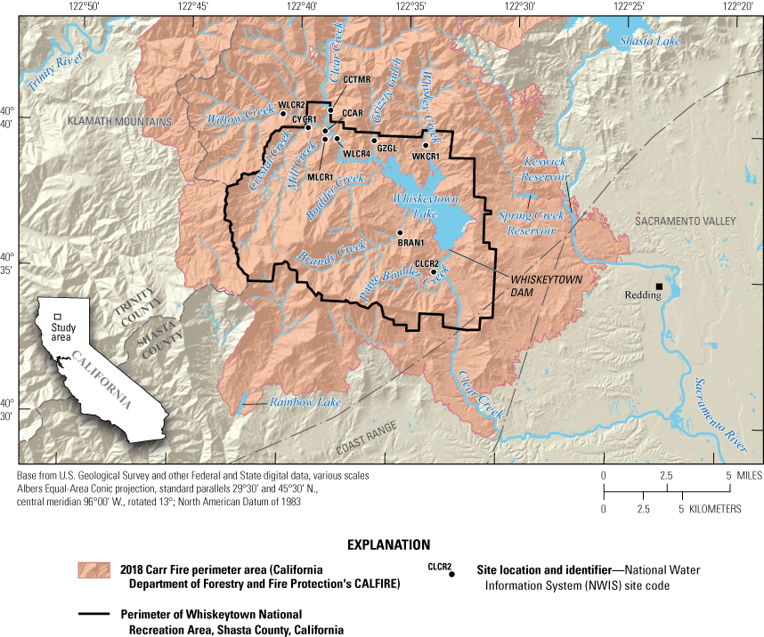 2.	The Whiskeytown National Recreation Area was burned during the Carr Fire, and all
                     2020 sample sites were within the burn perimeter.