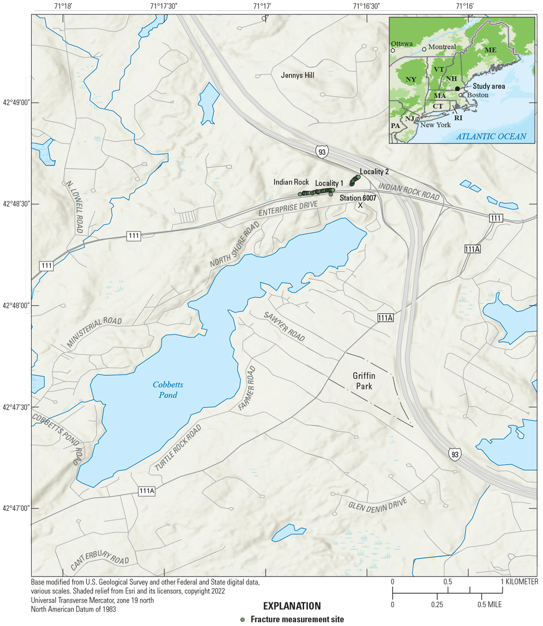 Location map of the Route 111 bypass in Windham, New Hampshire.