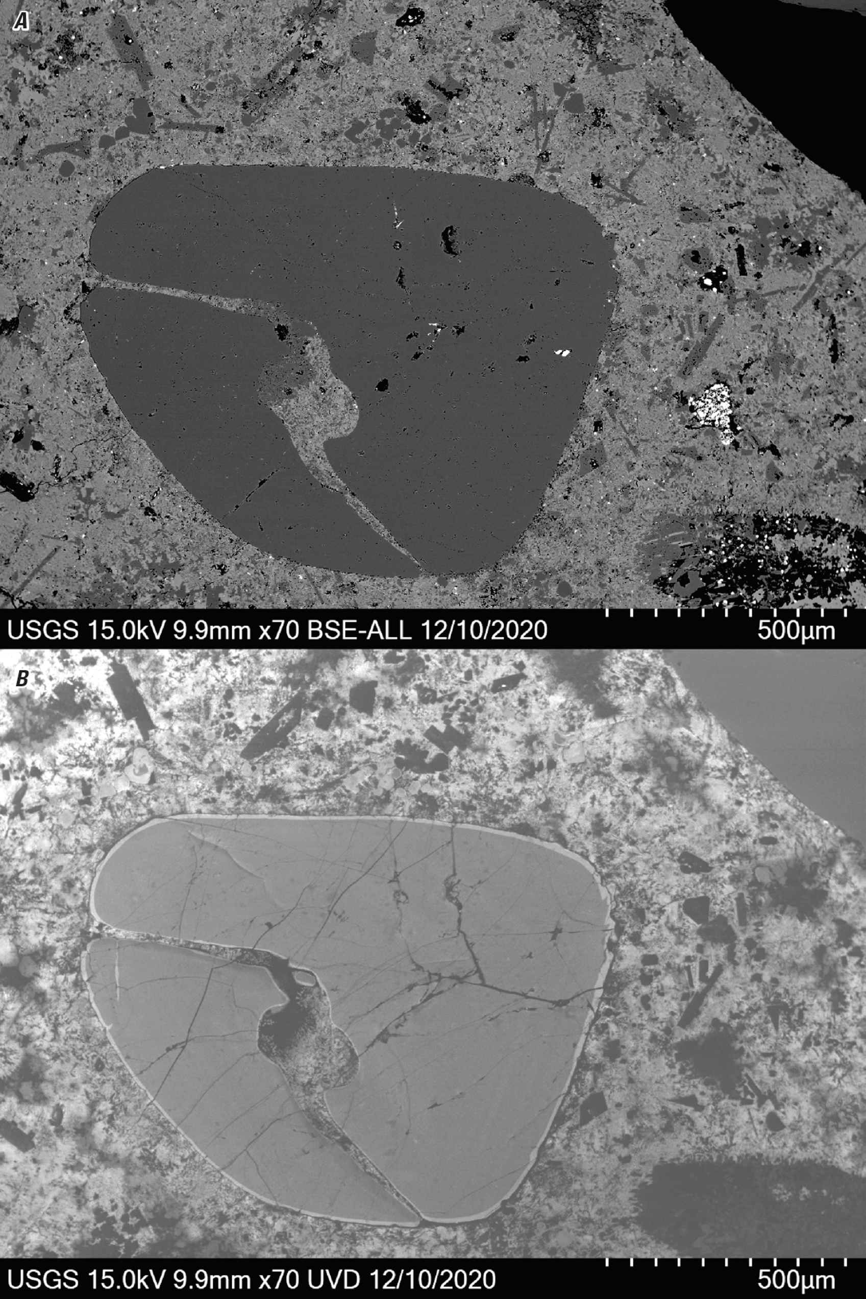 The magnified textures and structures of various minerals are shown in two kinds of
images.
