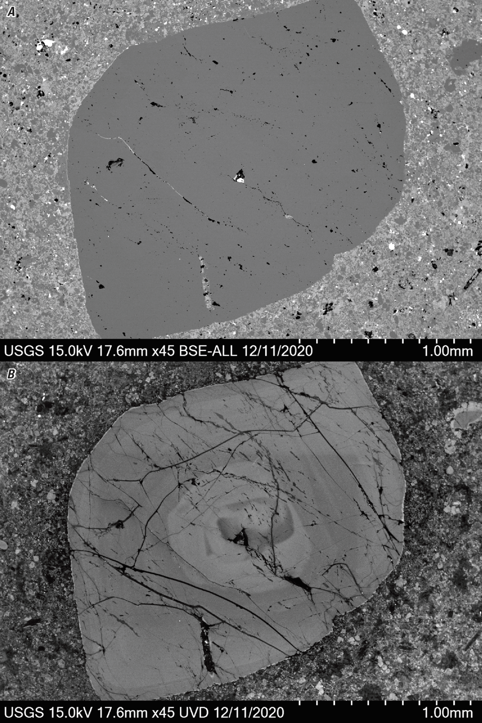 The magnified textures and structures of various minerals are shown in two kinds of
images.