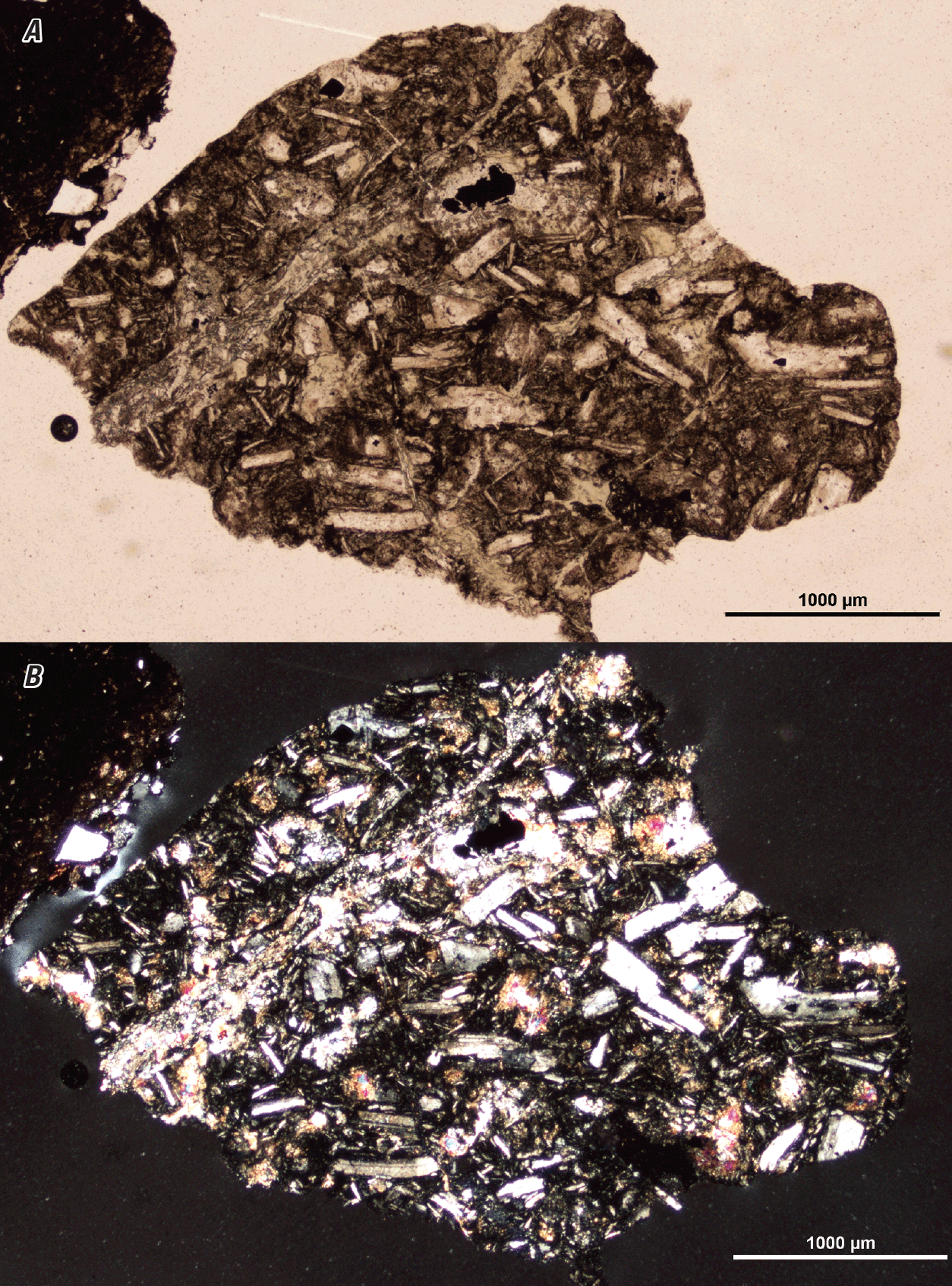 The magnified textures and structures of various minerals are shown in two kinds of
light.