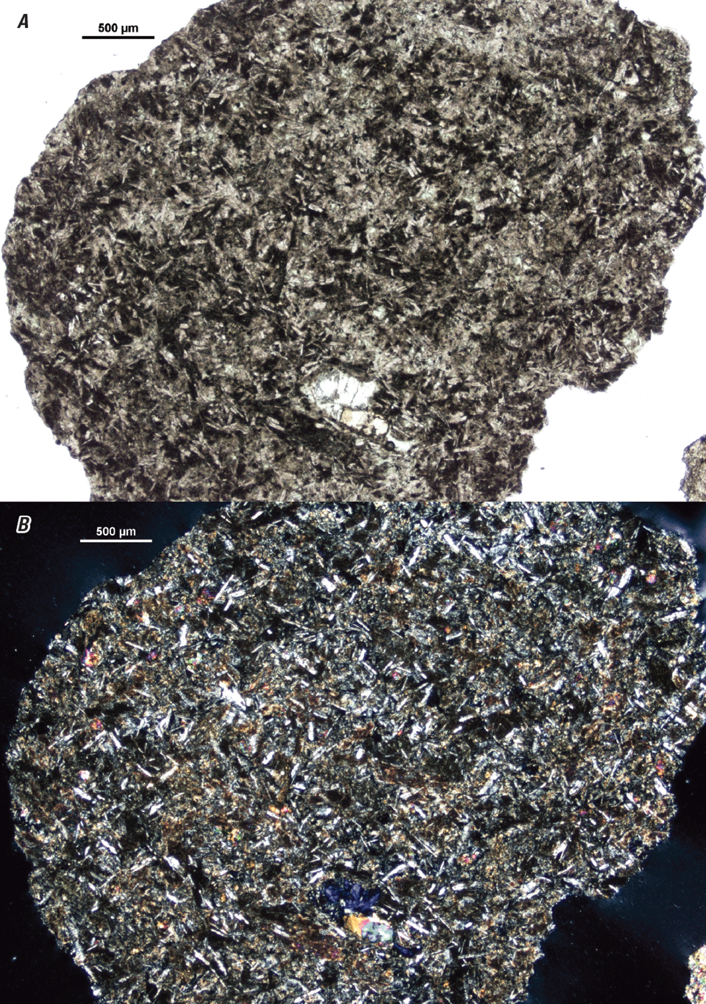 The magnified textures and structures of various minerals are shown in two kinds of
light.
