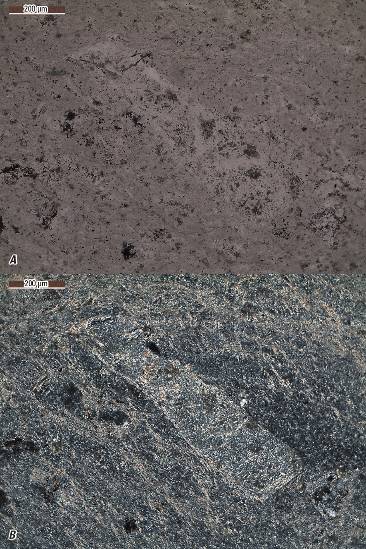 The magnified textures and structures of various minerals are shown in two kinds of
light.