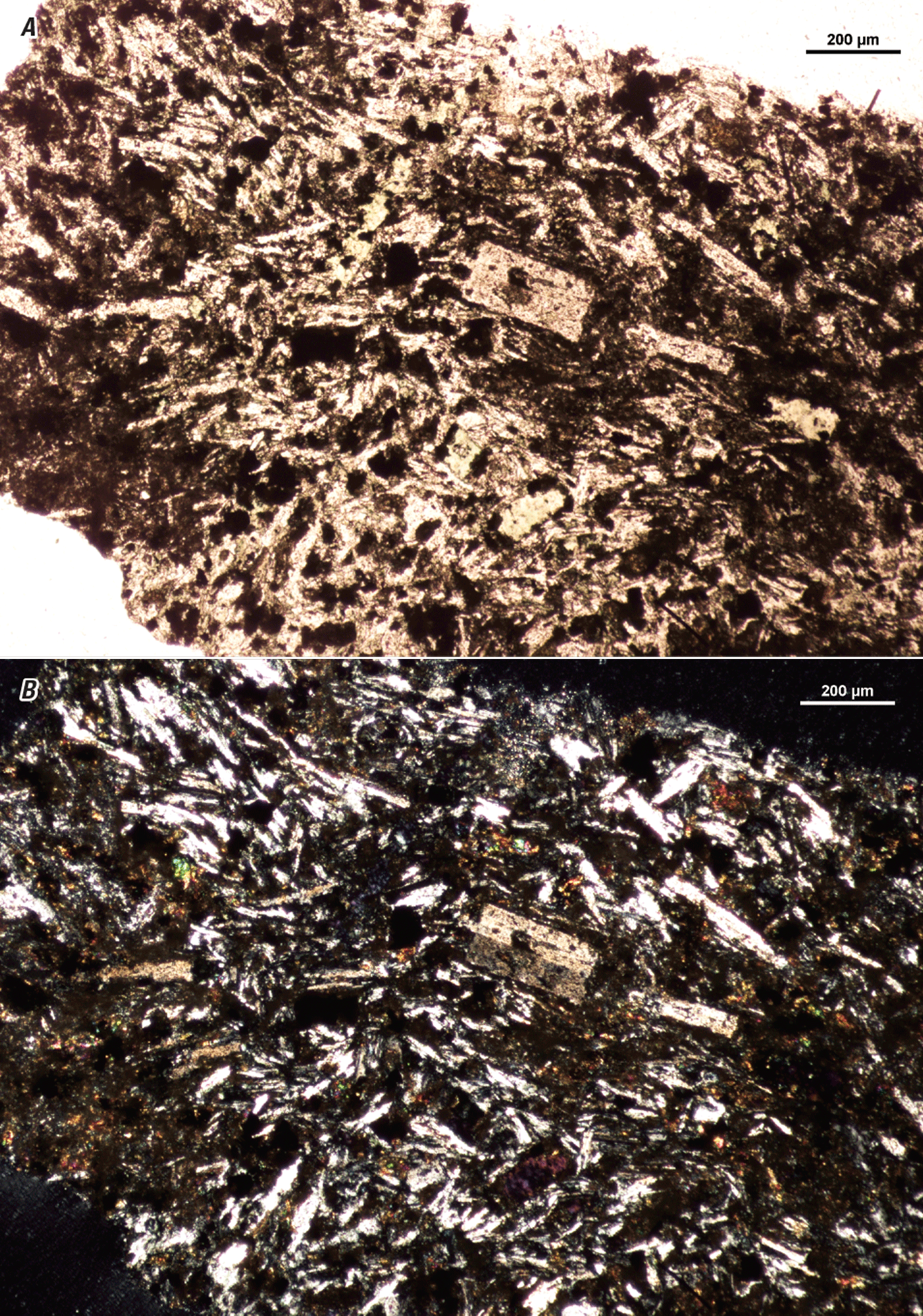 The magnified textures and structures of various minerals are shown in two kinds of
light.
