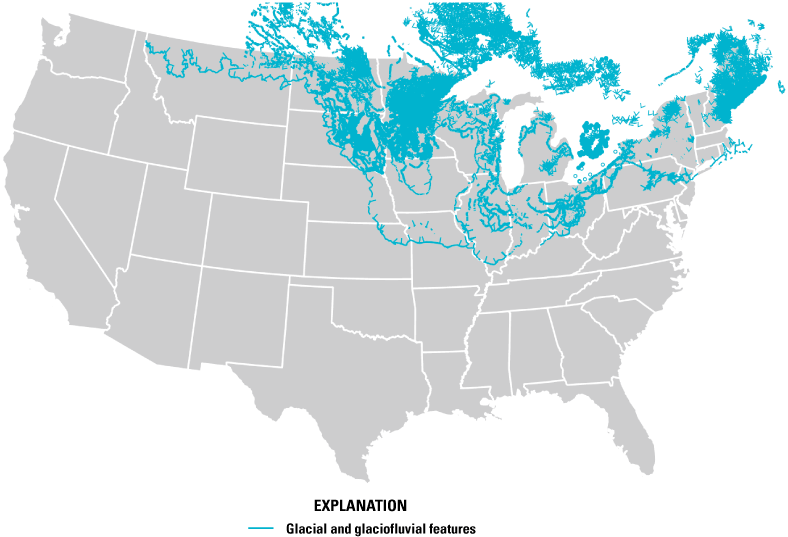 Features selected by the query are centered upon the upper Midwest, New England, and
                     into southern Canada.