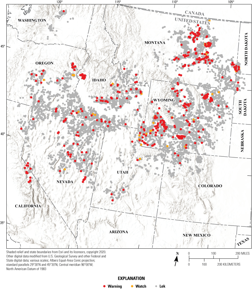7.	Watches and warnings of greater sage-grouse population decline at the lek scale
                     within the western United States in 2024.