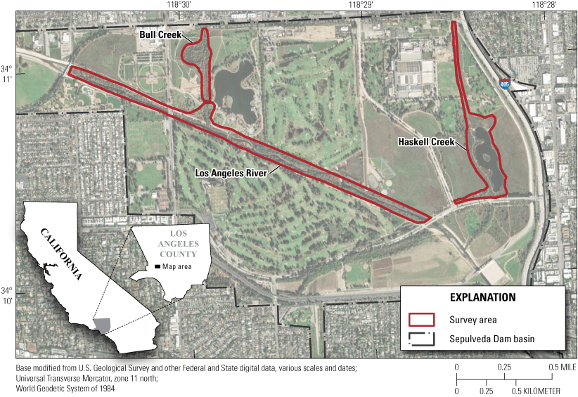 1. Aerial map with outline of survey area.