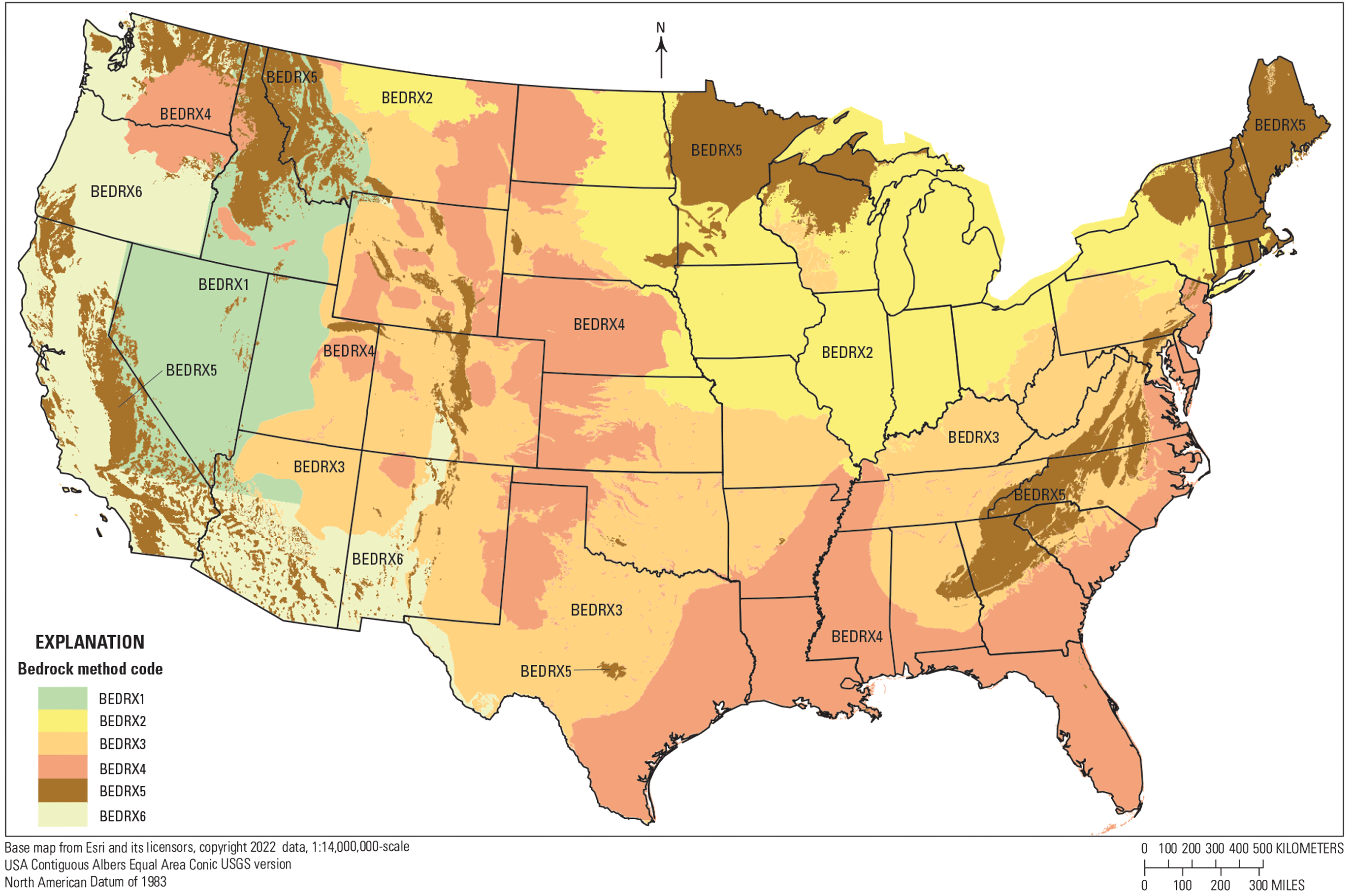 Six bedrock method codes cover the conterminous United States.