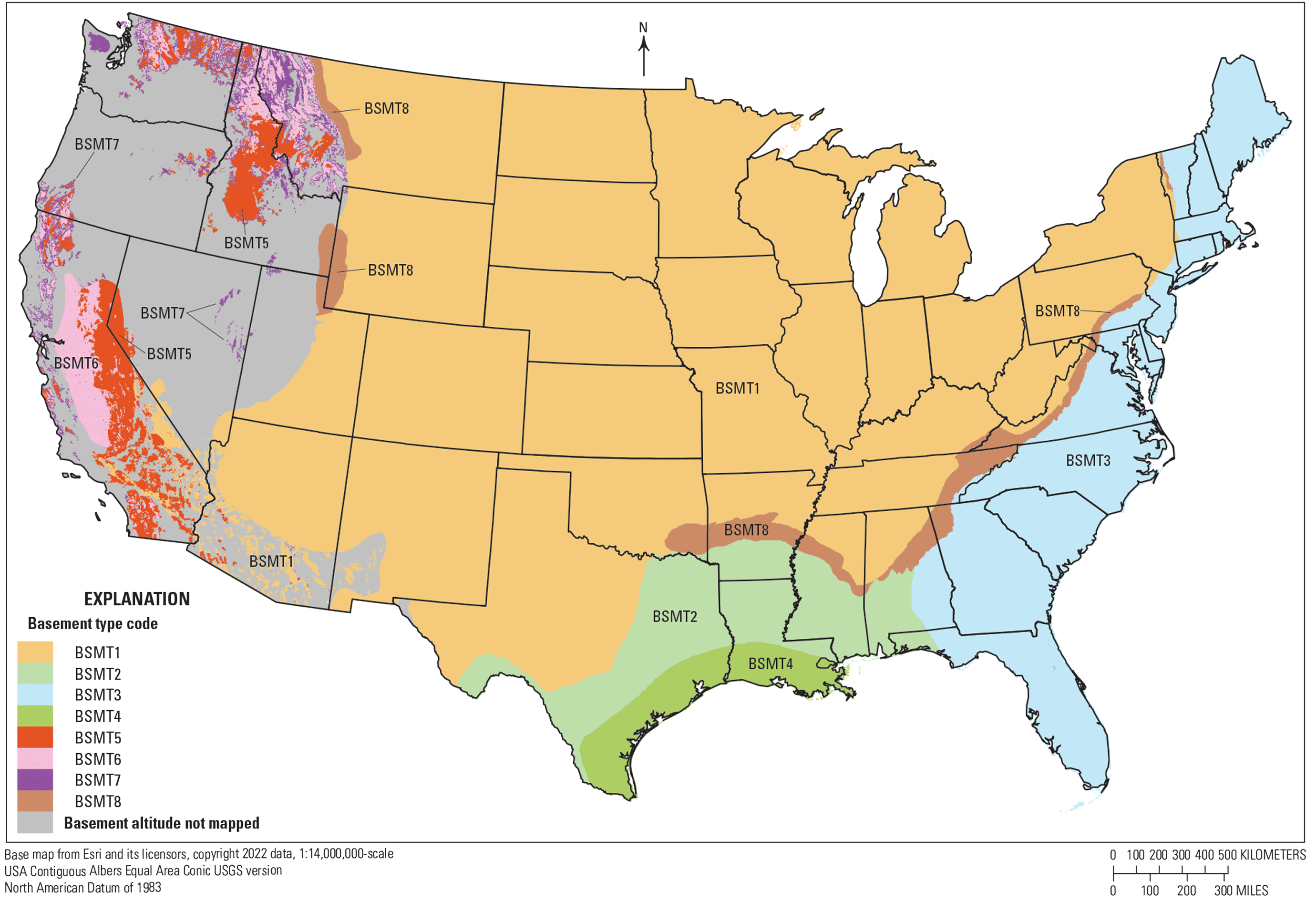 There are eight basement type codes for the conterminous United States.