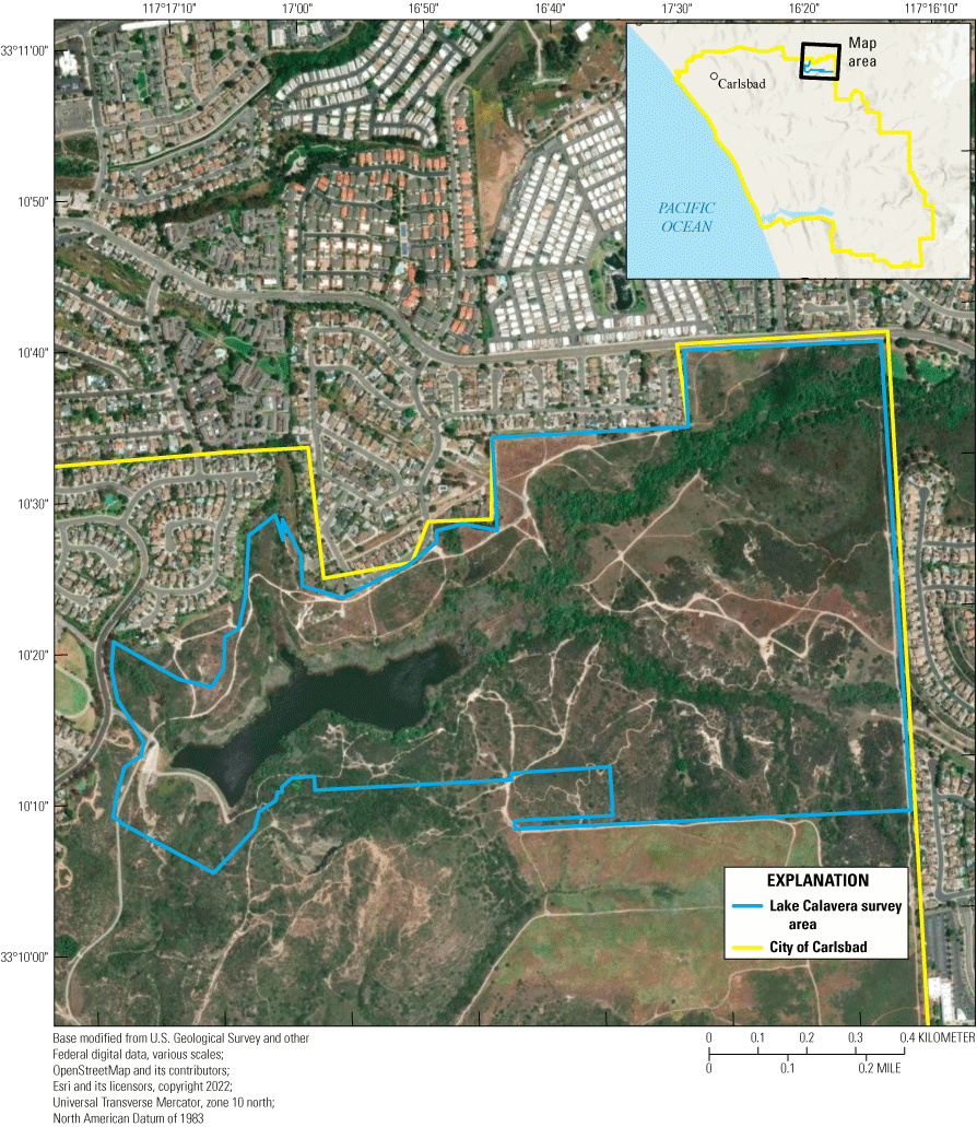 2. The location of the Southwestern Willow Flycatcher survey area at Lake Calavera,
within the City of Carlsbad Preserve.