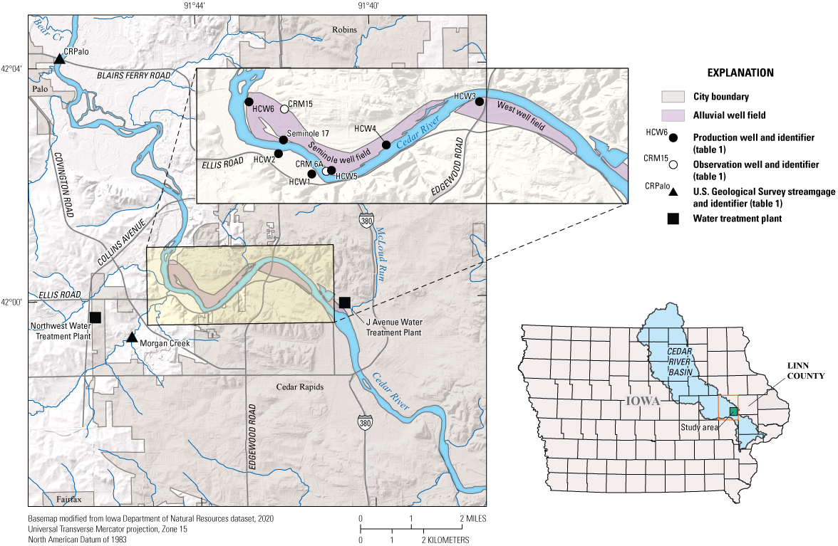 Water samples were collected from wells in the Cedar Rapids well field and from the
Cedar River in 2017-22