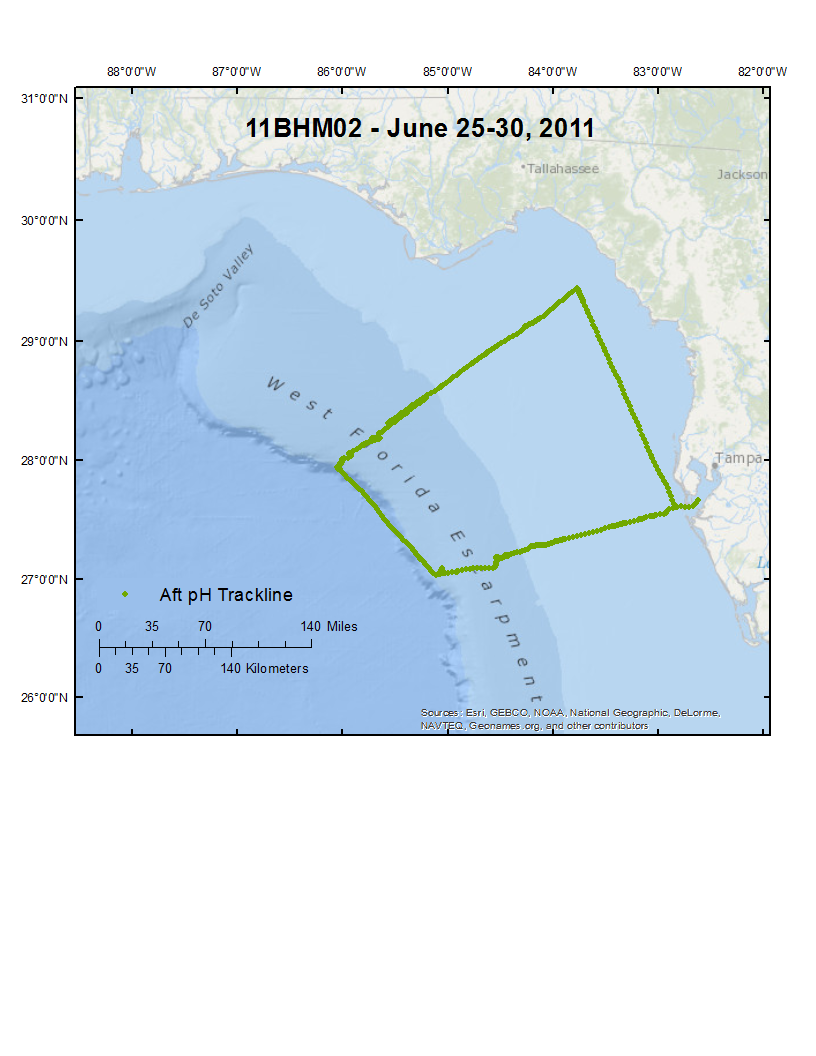 AFT pH trackline of USGS cruise 11BHM02