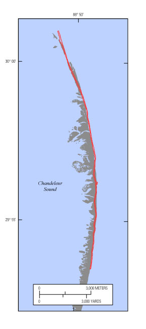 Map showing as-built extent of the Chandeleur Islands sand berm