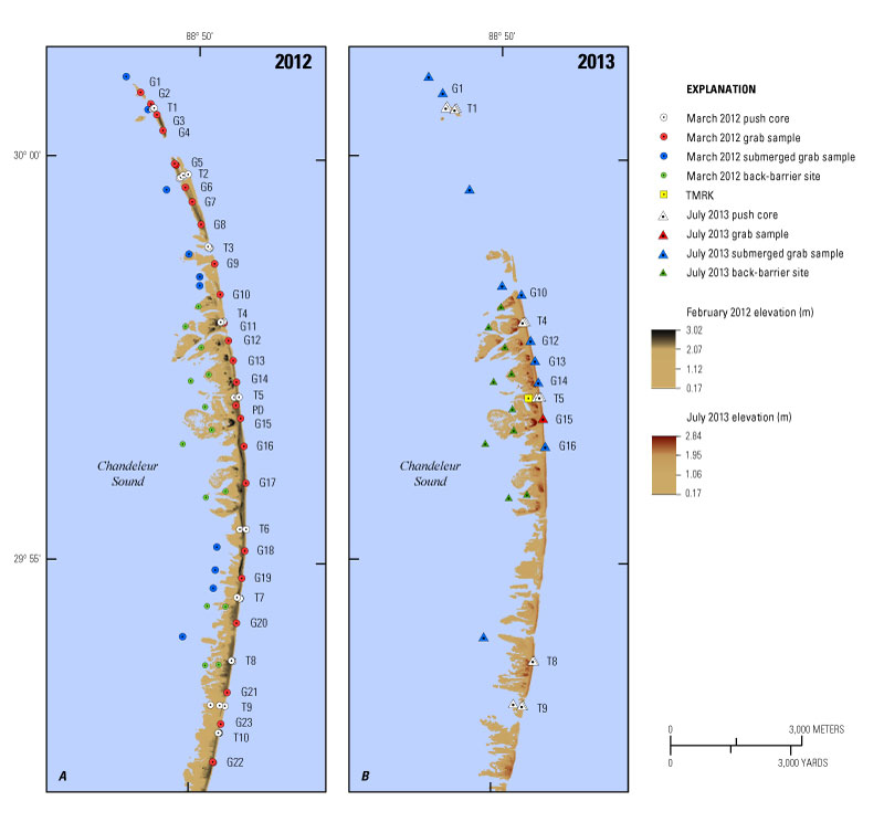 Map showing locations of sediment samples from2012 and 2013