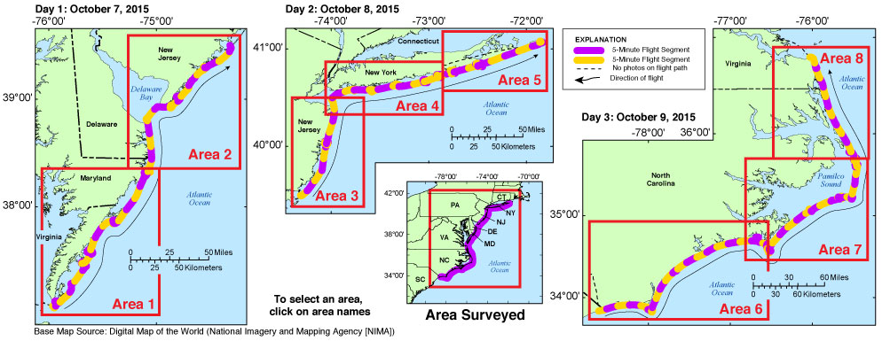 Index map of survey area flight path during USGS field activity 2015-338-FA.