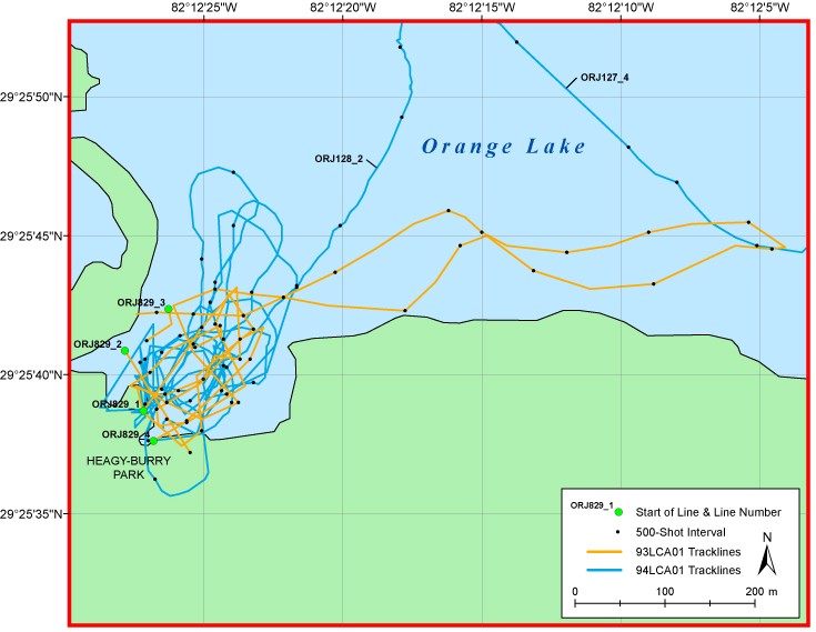 Orange Lake Area A Map Archive Of Digital Boomer Seismic