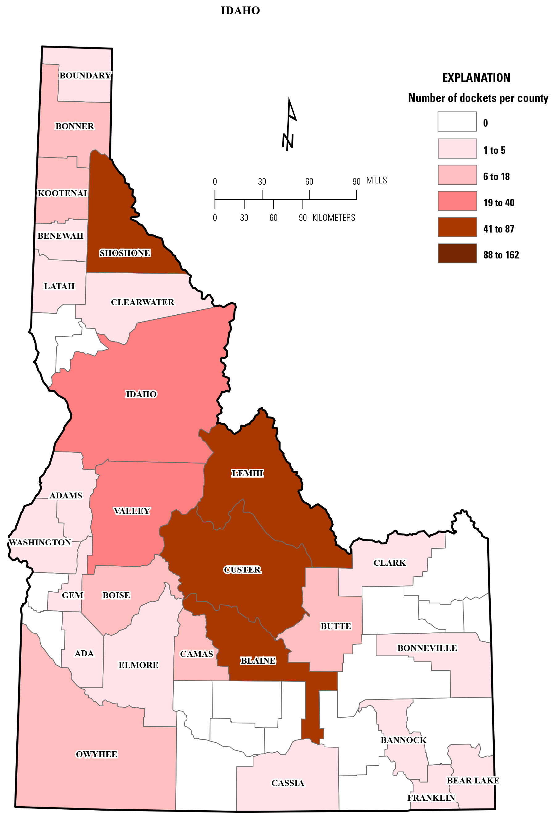 Map showing all Idaho DMA, DMEA, OME dockets