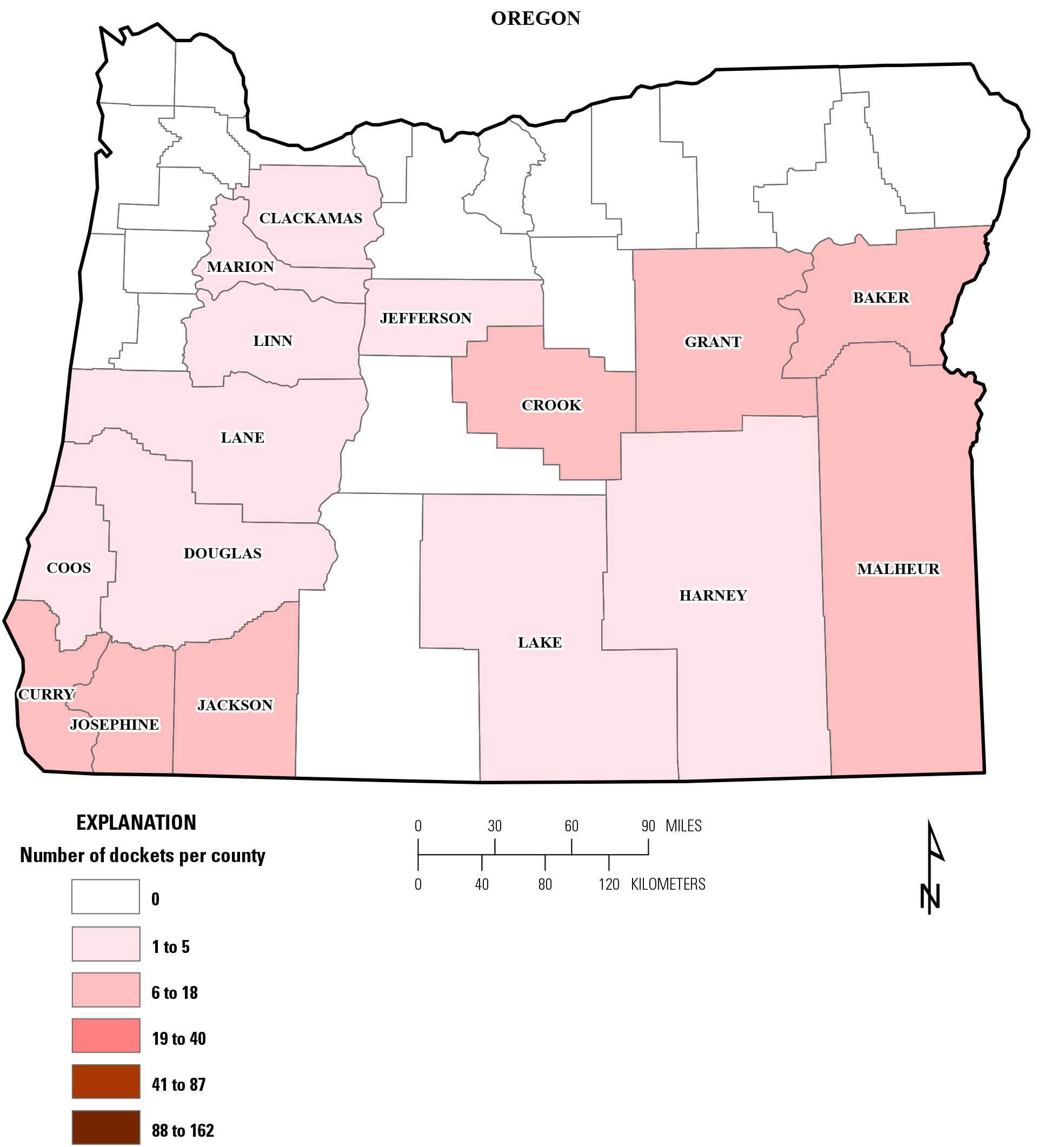 Map showing all Oregon DMA, DMEA, OME dockets