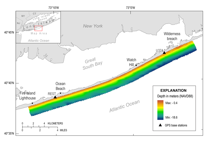 A 50-meter grid of June 2014 bathymetry of the shoreface of Fire Island, N.Y.