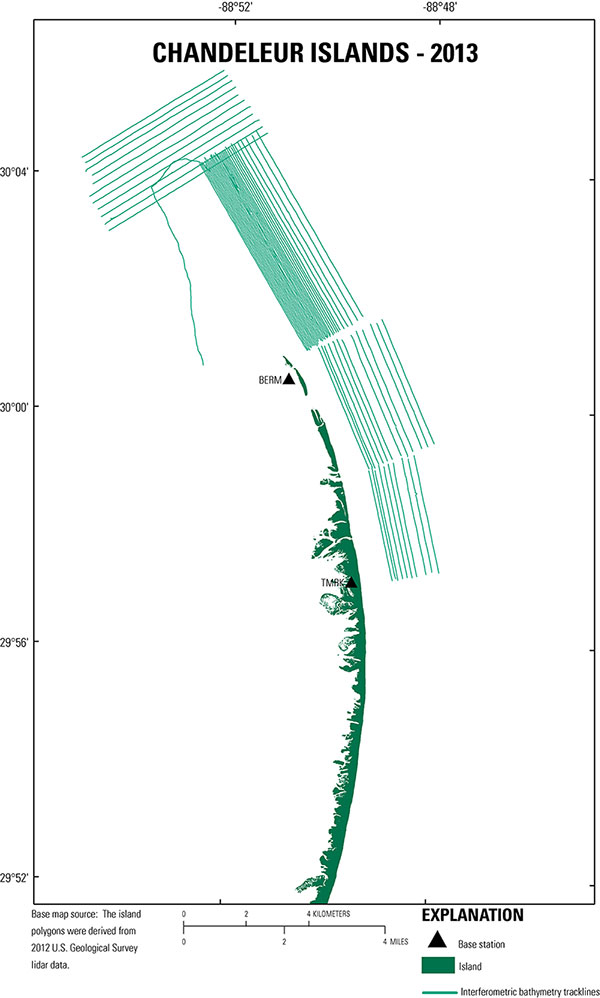 Trackline map coverage showing the 375 line-km (98 lines) of interferometric swath bathymetry data collection. 