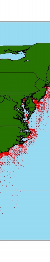 Map showing components data for the U.S. Atlantic Coast.