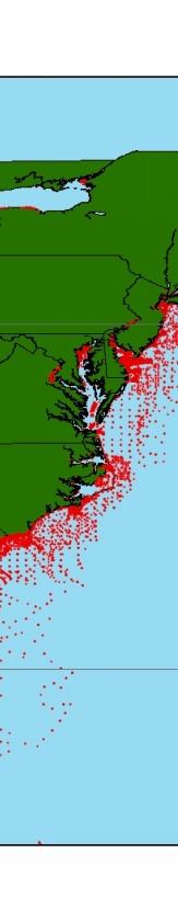 Map showing facies data for the U.S. Atlantic Coast.