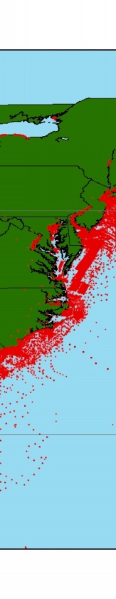 Map showing parsed data for the U.S. Atlantic Coast.