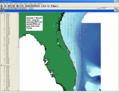 Example 1. Munsell color using the extracted and parsed outputs, east coast, Florida.
