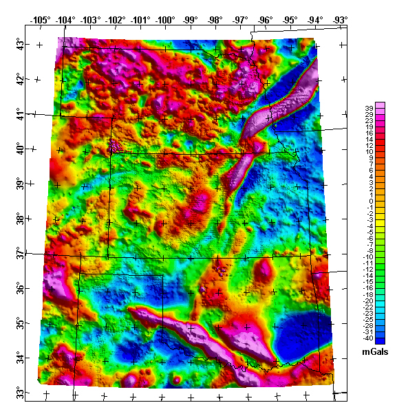 Nebraska, Kansas, and Oklahoma Isostatic Gravity Anomaly Map