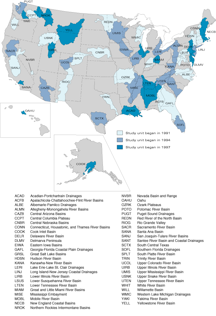 Map of National Water-Quality Assessment Program Study Units