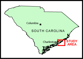 map of South Carolina showing study area