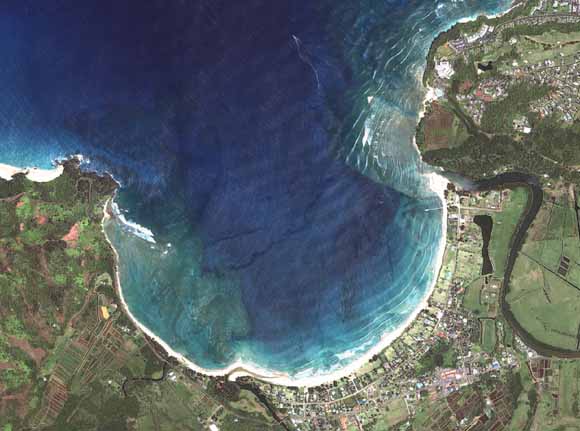satellite image looking down on the bay