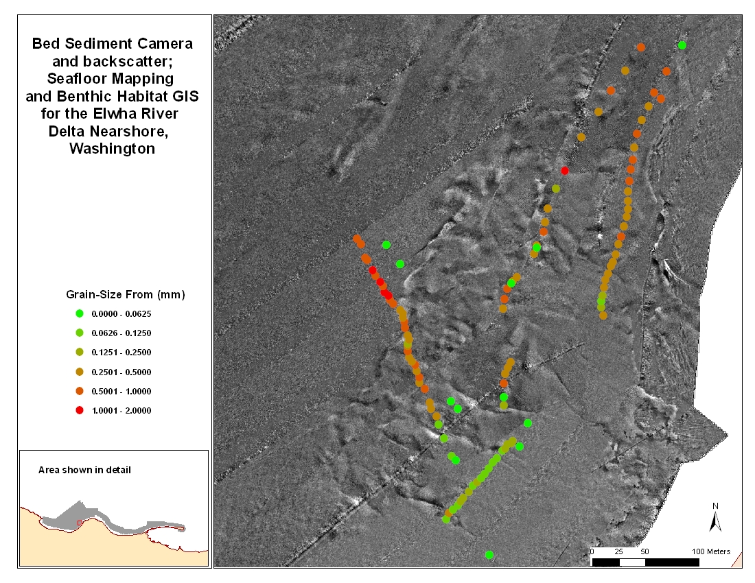 Map showing bedform sediment camera observations from cruise K-1-05-PS
