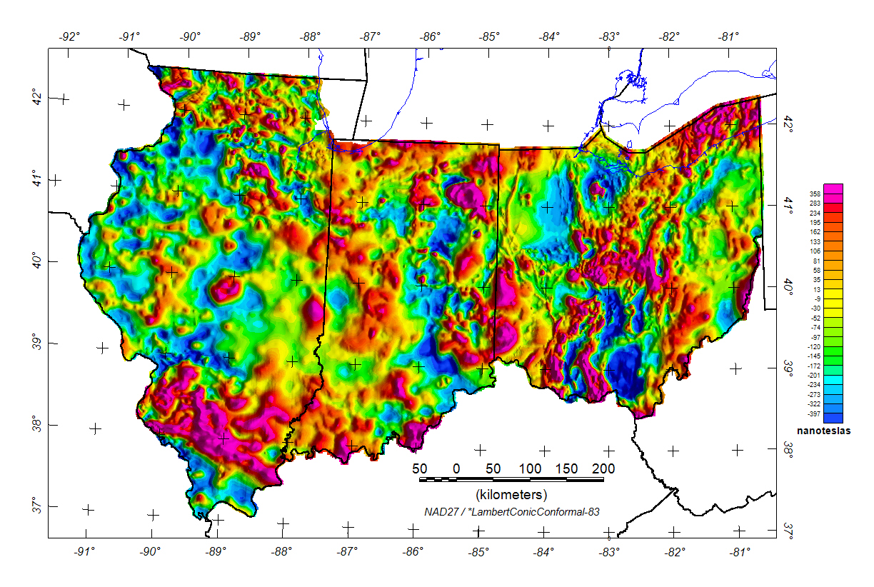 Illinois, Indiana, and Ohio Composite Magnetic Anomaly Map