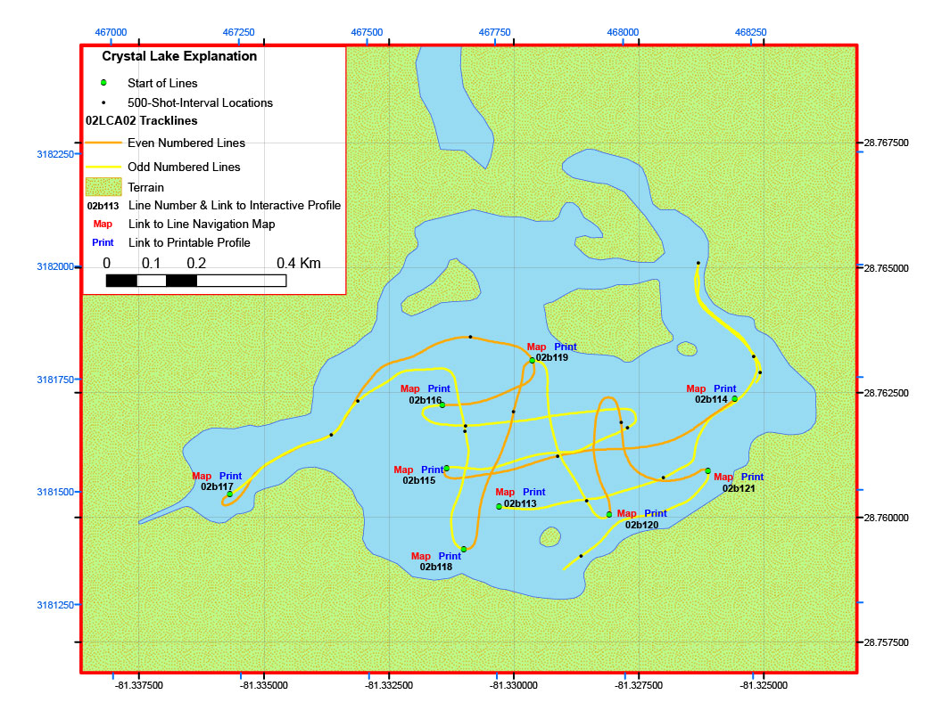 Crystal Lake map showing lines 02b113 - 02b121