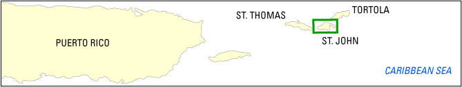 Map of Caribbean around St. John