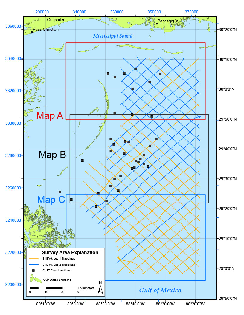 81GY6 Survey Location Map with tracklines