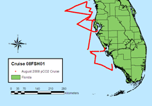 trackline of USGS cruise 08fsh01